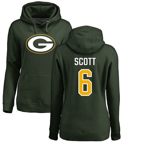 Green Bay Packers Green Women #6 Scott J K Name And Number Logo Nike NFL Pullover Hoodie->women nfl jersey->Women Jersey